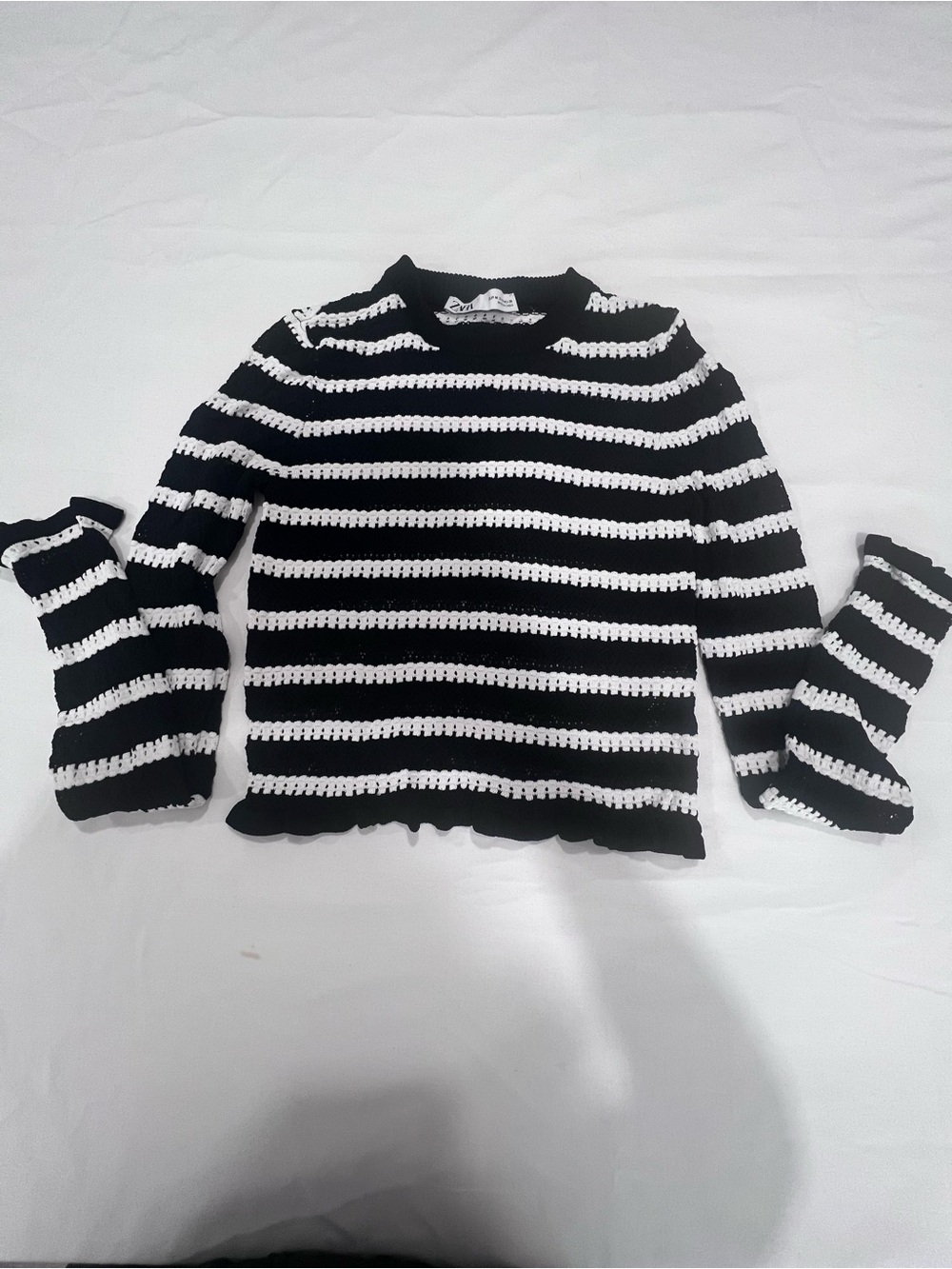 Zara Women’s Striped Crochet Sweater - Black & White